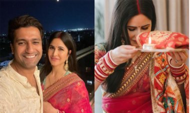 Katrina Kaif Shares PICS From Her FIRST Karwa Chauth With Vicky Kaushal; Actress Looks Like A Bride In Saree With Sindoor And Red Chooda