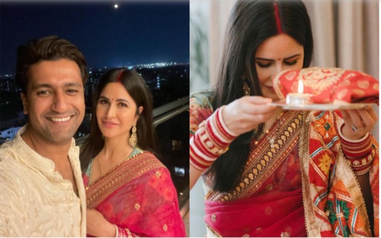 Katrina Kaif Shares PICS From Her FIRST Karwa Chauth With Vicky Kaushal; Actress Looks Like A Bride In Saree With Sindoor And Red Chooda