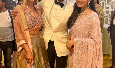 "My Running Raja has finally caught his breath! ????" says actress Seerat Kapoor as she attends the wedding reception of her beloved Run Raja Run first co-star Sharwanand