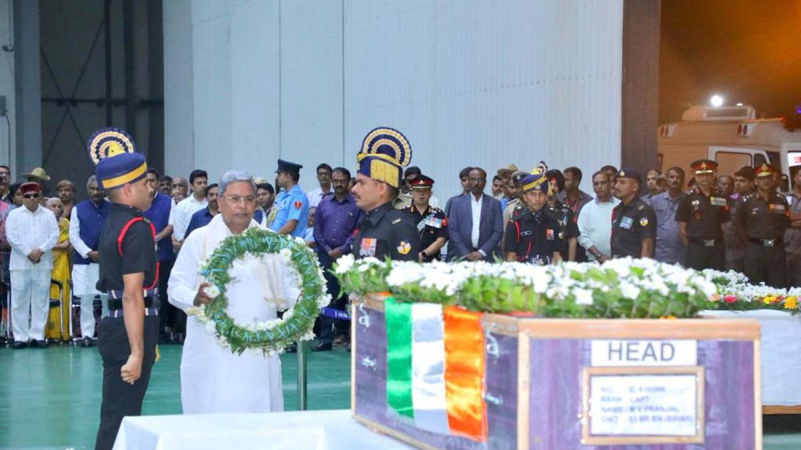 Dead body of martyr Captain MV Pranjal reaches Bengaluru, Karnataka Governor-CM pays tribute