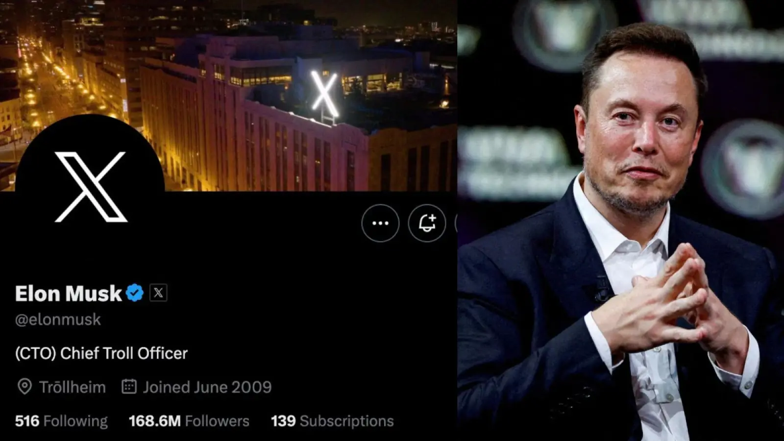 Musk updated his social media X's bio to read "Chief Troll Officer" and to include a new location