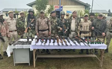 Police conducted a search after discovering a significant amount of weapons, mortar, and ammunition in two Manipur villages