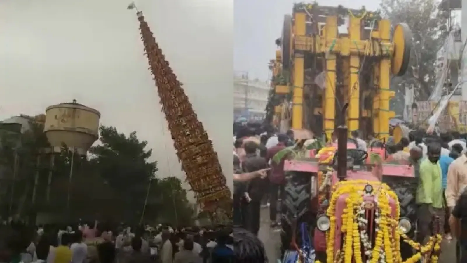Major accident during festival in Bengaluru, 100 feet high chariot fell on the crowd; one dead and many injured