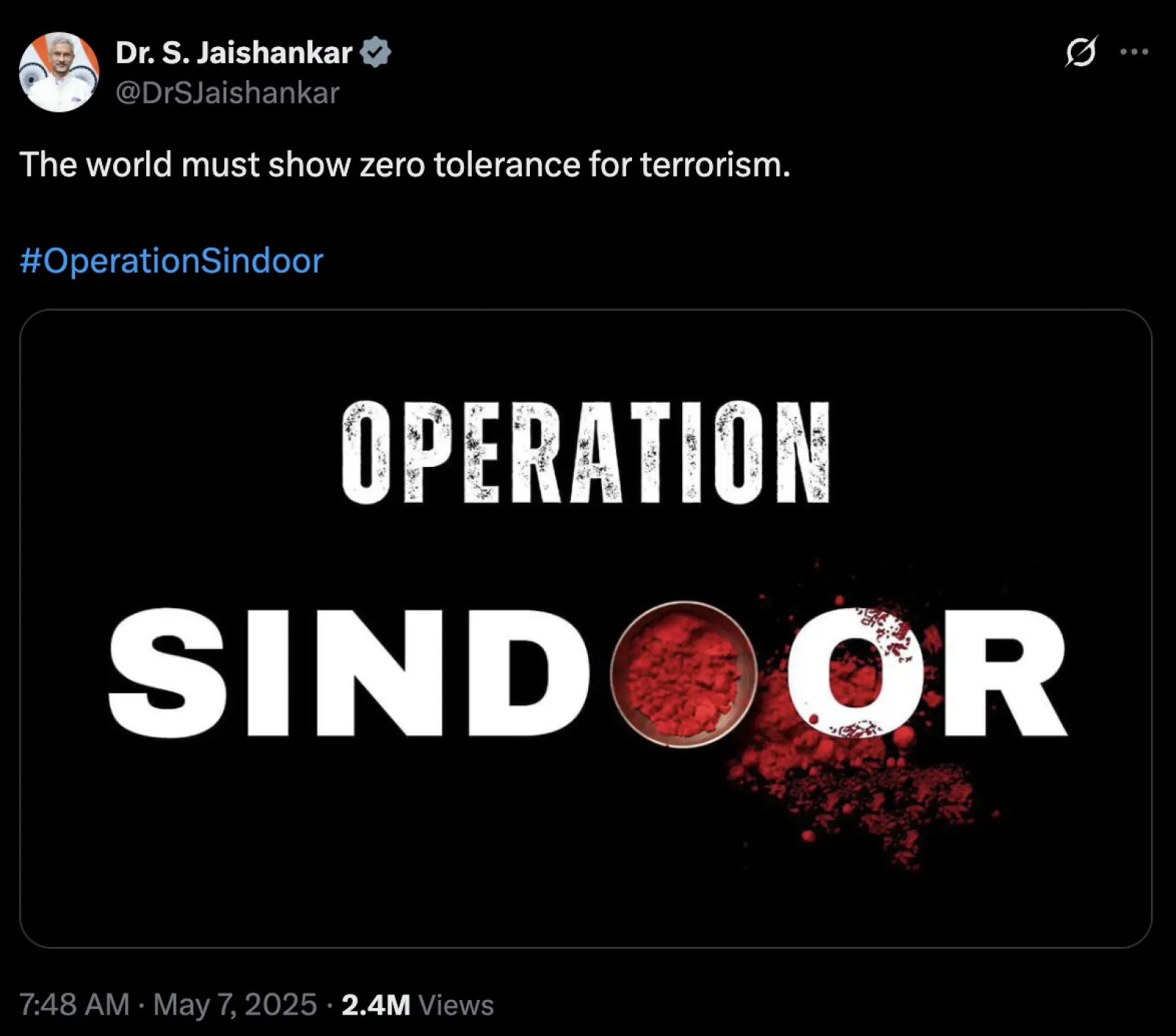 'The world should show zero tolerance against terrorism', Jaishankar said on the air strike in Pakistan