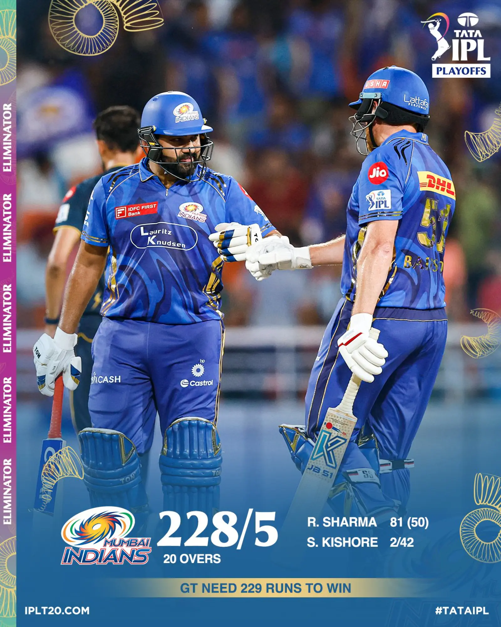 MI vs GT, IPL 2025 Eliminator: Rohit Sharma's quick half-century, Mumbai sets a difficult target for Gujarat