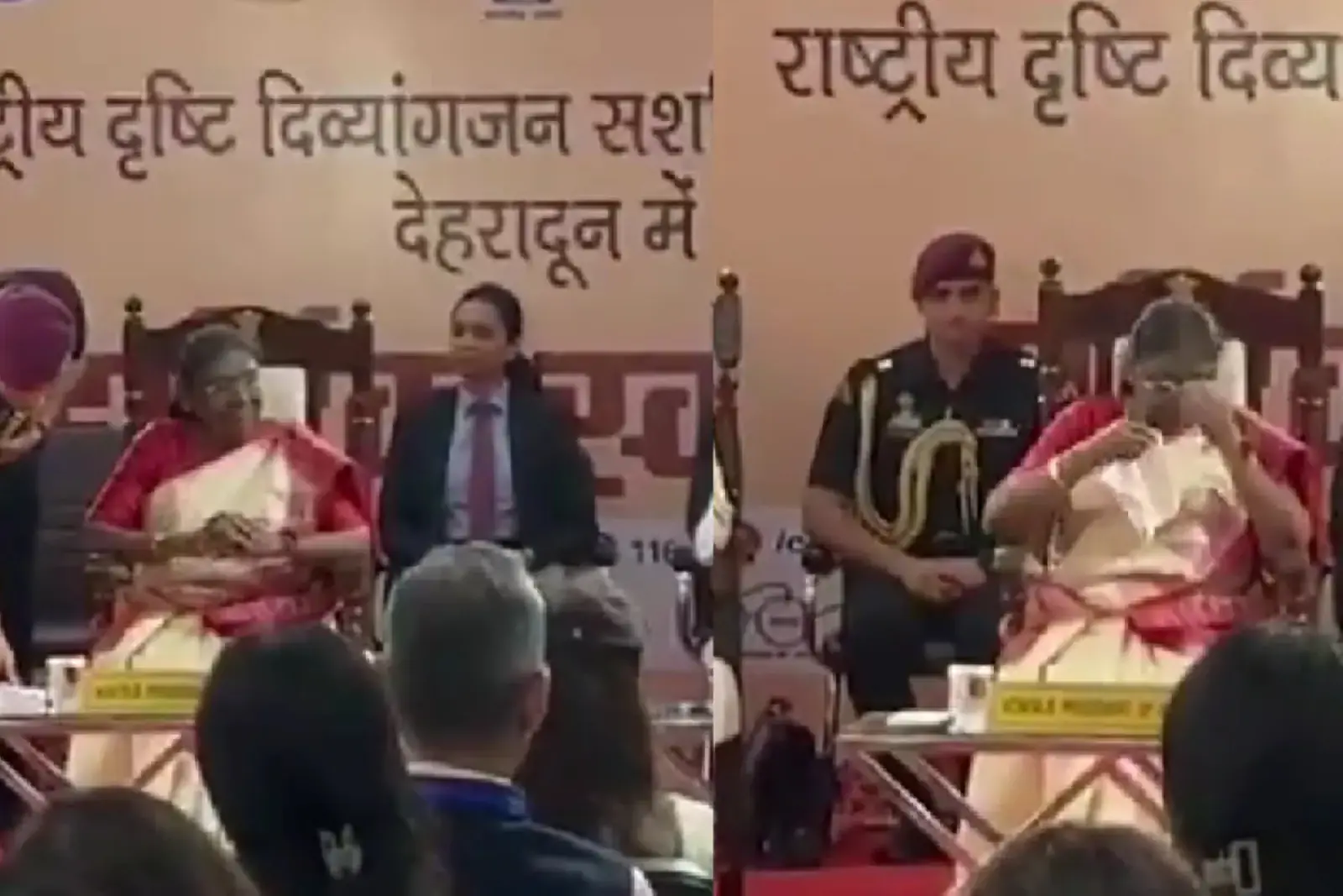 President Murmu became emotional after listening to the song of visually impaired children, tears welled up