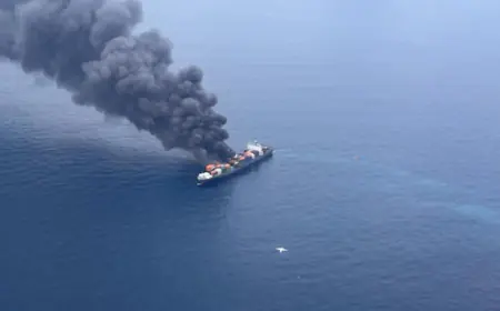 Singapore ship catches fire off Kerala coast, crew members missing