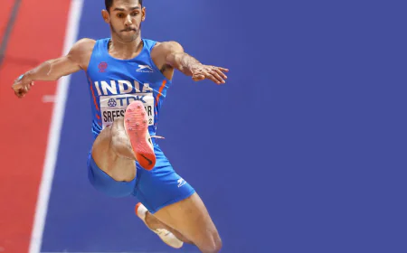 Murali Sreeshankar made a best jump of 7.75 meters, first place in Portugal Athletics Meet