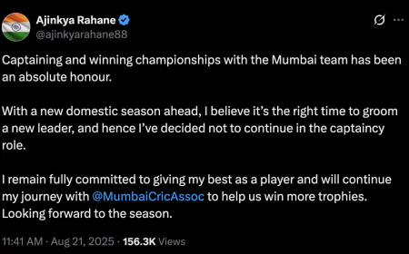 Ajinkya Rahane Steps Down as Mumbai Captain Ahead of Ranji 2025, to Continue as Batsman