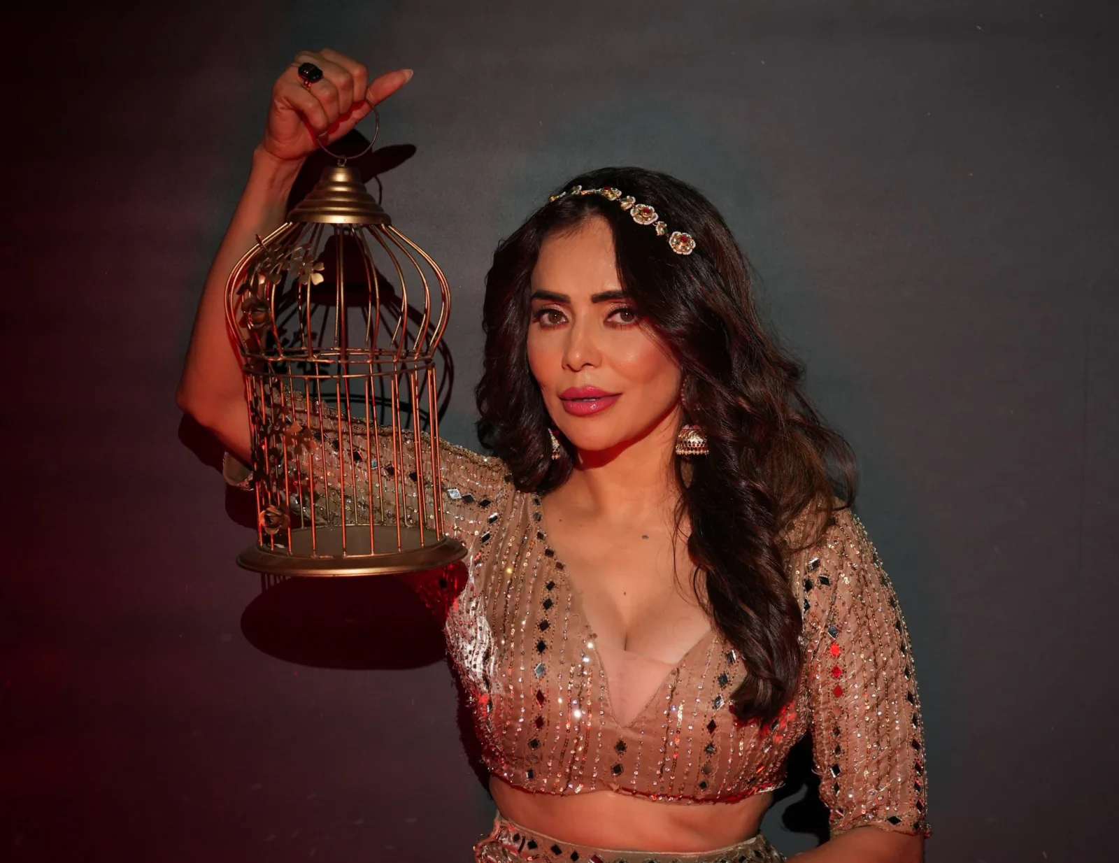 Nikita Rawal Dazzles in Golden Gown, Embraces Shimmering Vibe