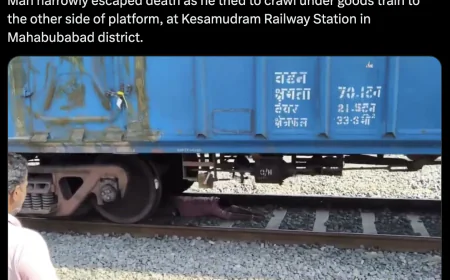 Shocking Video from Kesamudram Station: Train Passes Over Man Attempting Dangerous Stunt
