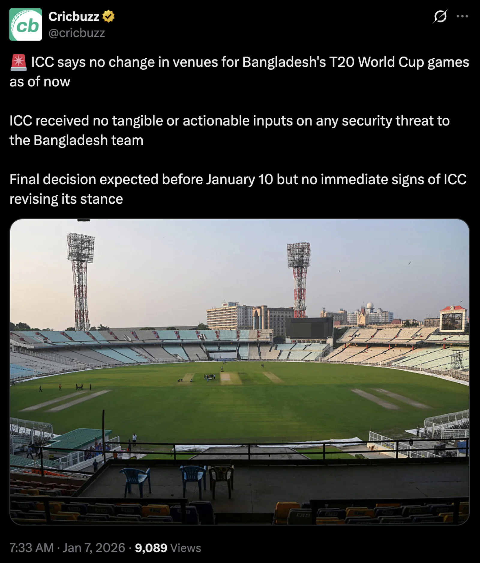 ICC Stands Firm on Bangladesh Matches Despite BCB’s Security Concerns