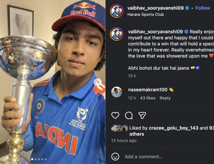 India Wins U-19 World Cup 2026: 14-Year-Old Vaibhav Suryavanshi’s 175 Seals Historic Title