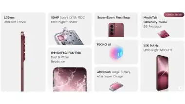 Tecno Camon Slim 5G Announced: 6.78-Inch 144Hz AMOLED Display, 6,000mAh Battery and 50MP Camera